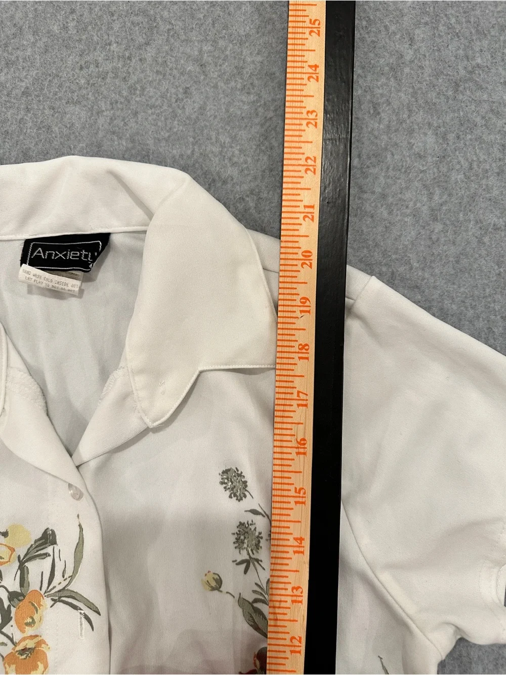 Anxiety White Button-Down Polo Shirt with Pink and Yellow Floral Print - Picture 8 of 8